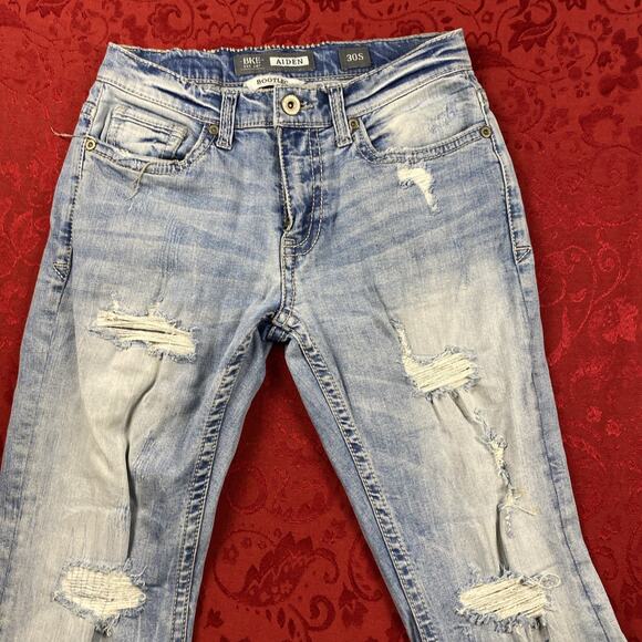 BKE Jeans Mens 30x29'' Short Bootleg Aiden Distressed Blue Denim Cowboy - Picture 3 of 16